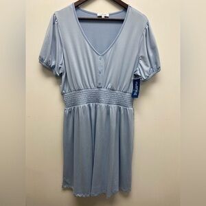 4 for $25 🍒 NWT  mySTYLE Baby Blue V-Neck Mini Dress Cinched Waist Size XL